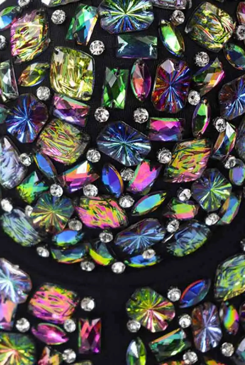 Rainbow Rhinestone Festival Bra Top