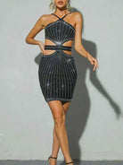 Cutout Bandage Dress with Rhinestones