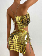 Gold Sequin Set - Shiny Camisole + Mini Skirt