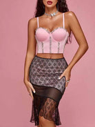 Stylish And Vibrant Sparkling Pink Rhinestone Bra