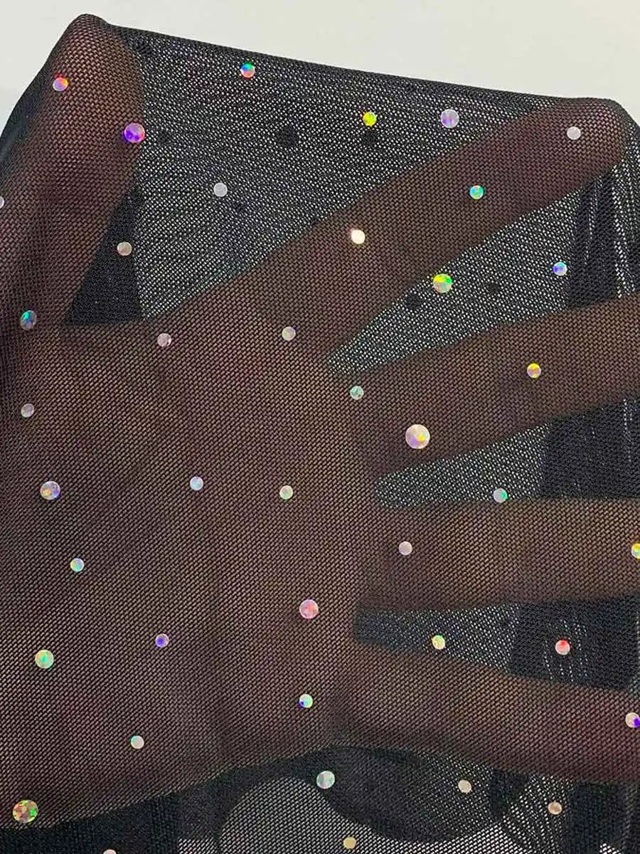 Sparkly Black Mesh Tank Top