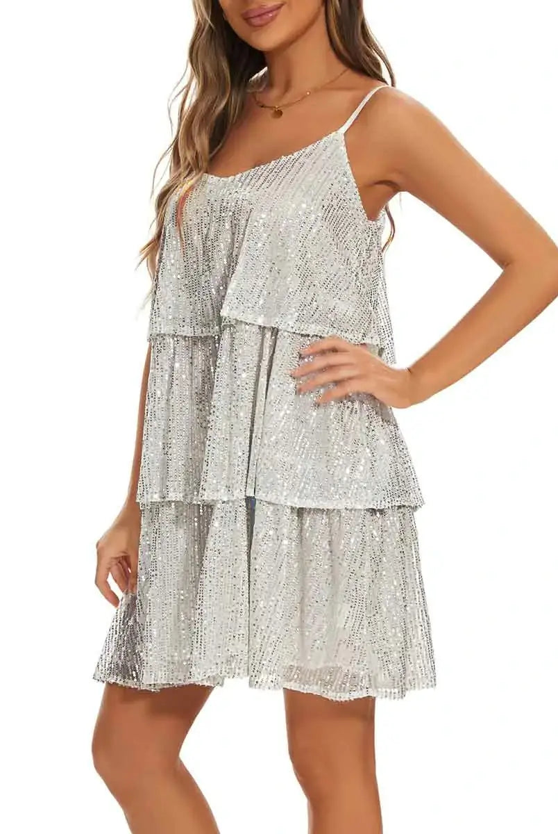 white sparkly slip dress