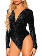 long sleeve black sequin bodysuit