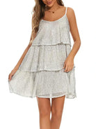 silver white sparkly slip dress