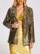 Gold Sequin Blazers For Ladies