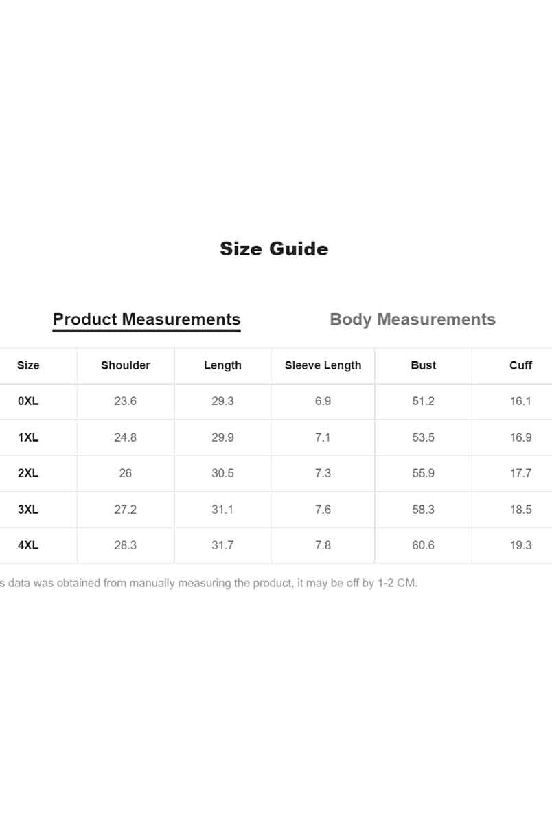 plus size rhinestone shirts size chart