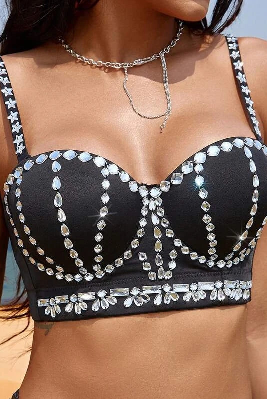 black rhinestone bra