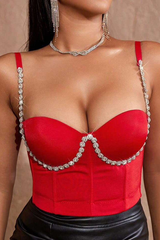 red rhinestone bra