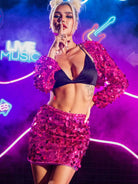 Pink Sequin Skirt Set