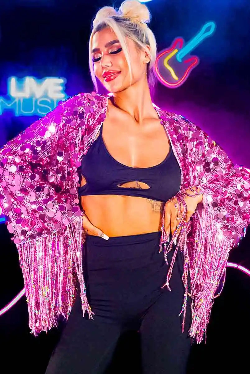 Pink Fringe Sequin Jacket