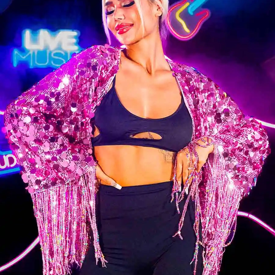 Pink Fringe Sequin Jacket