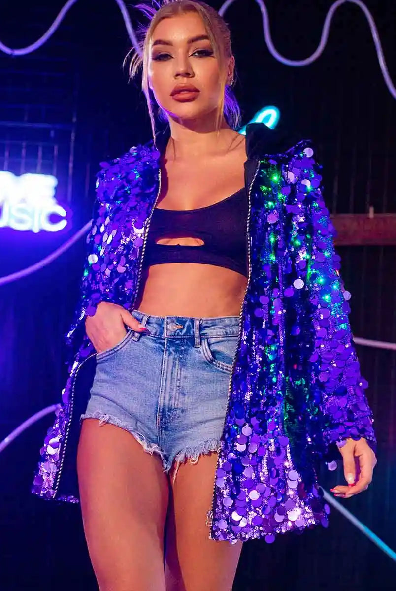 Midnight Blue Sequin Hoodie