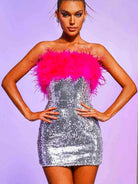 silver sequin tube dress