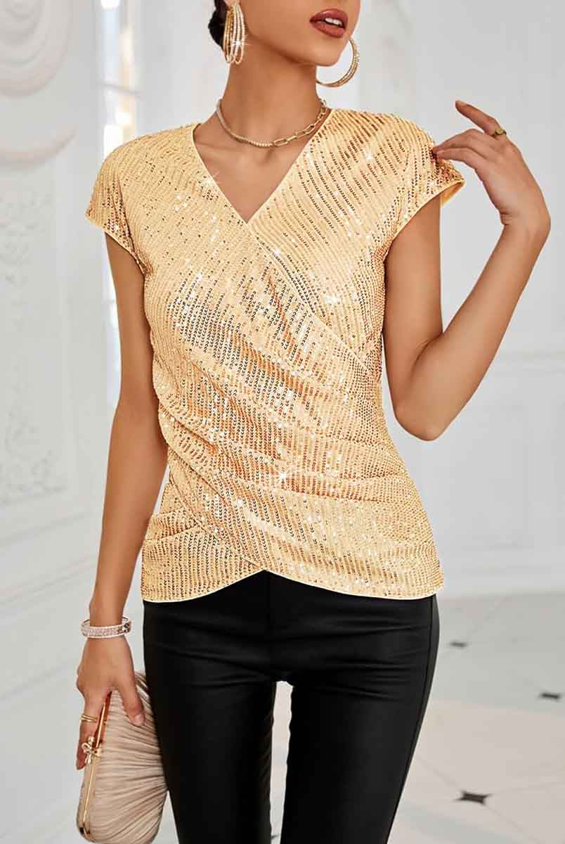 Champagne Gold Sequin Shirt