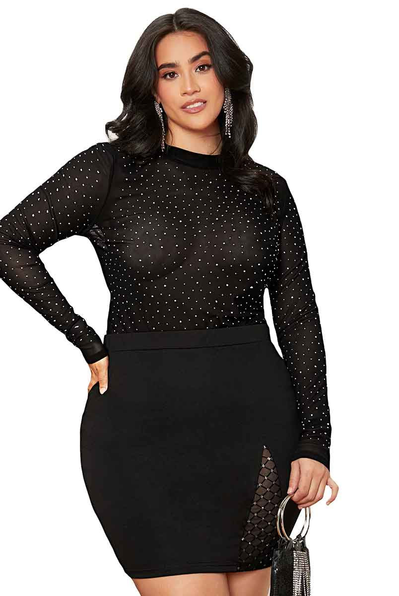 plus size rhinestone t shirts