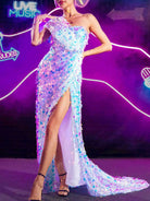Light Blue Sequin Prom Dress