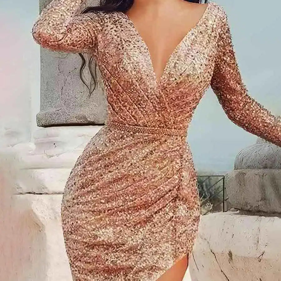 sparkly V Neck Dress