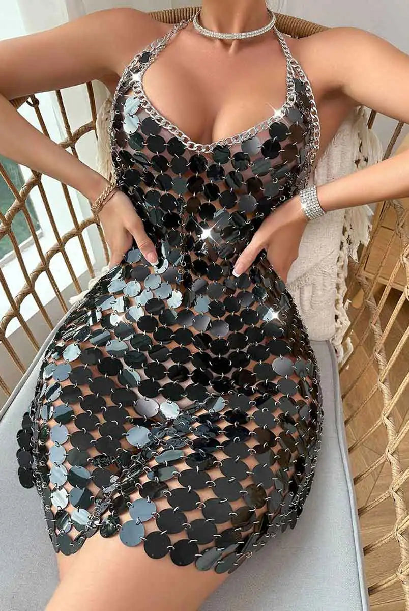 black chainmail dress