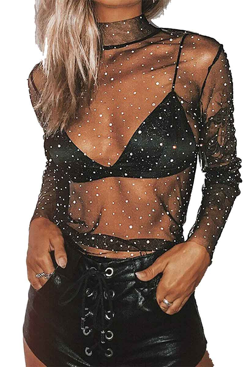 black rhinestone t shirt