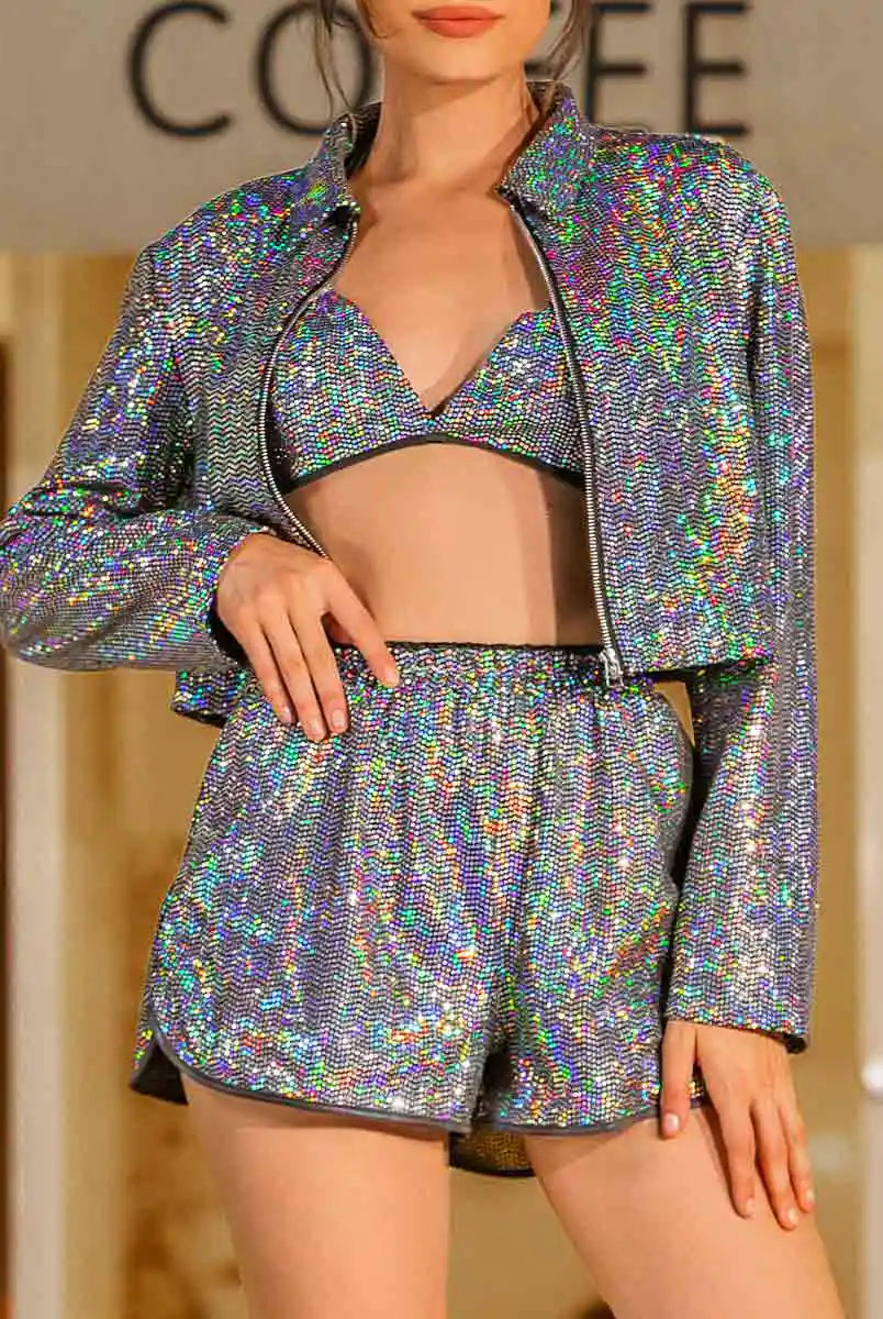 sequin short set