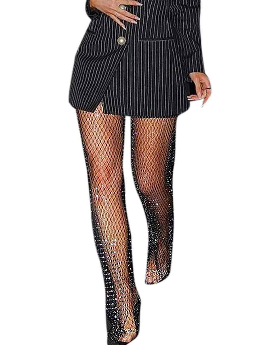 Crystal Rhinestone Fishnet Pants