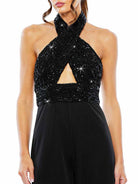 sequin halter jumpsuit