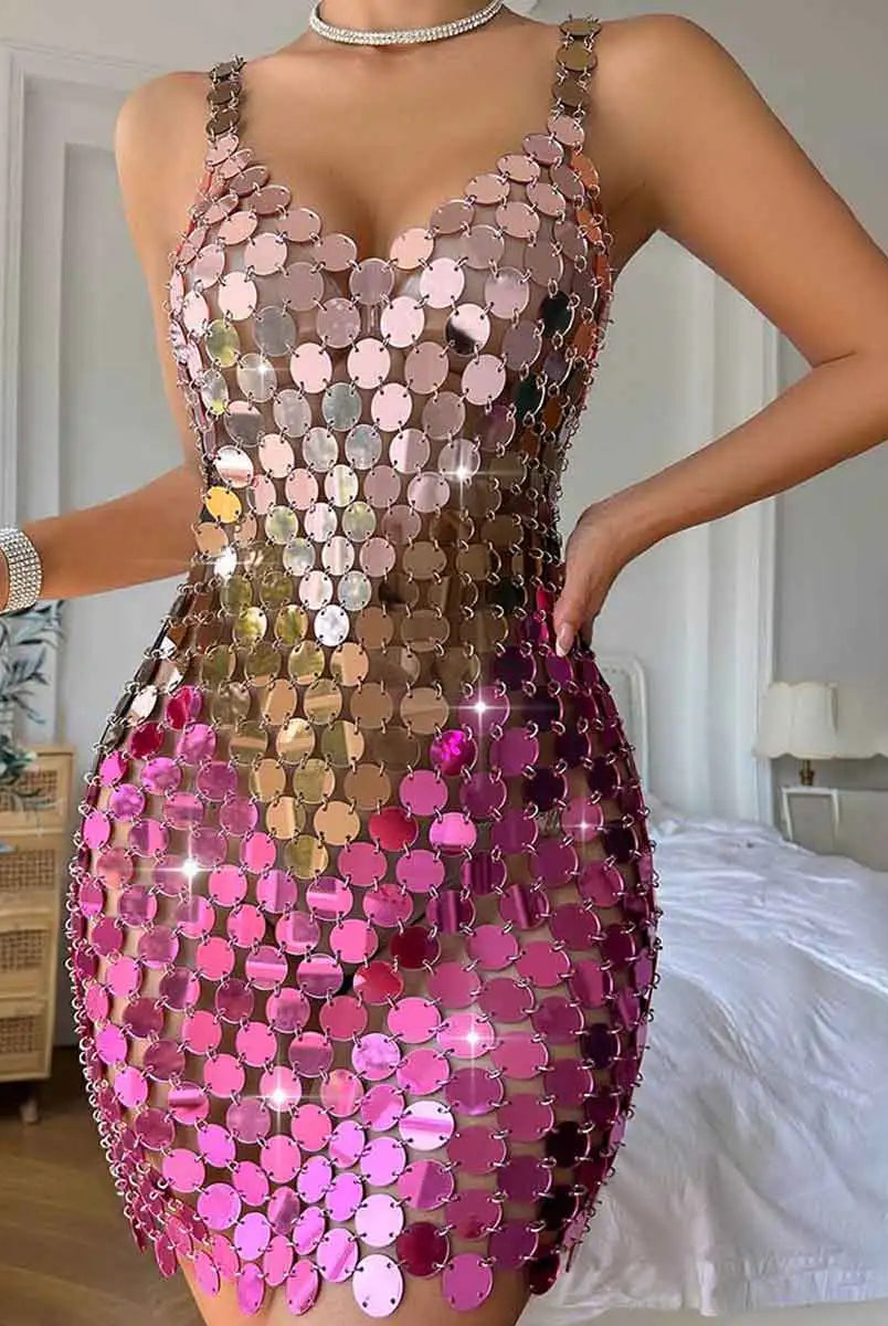 pink chainmail dress