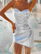 silver fringe dress