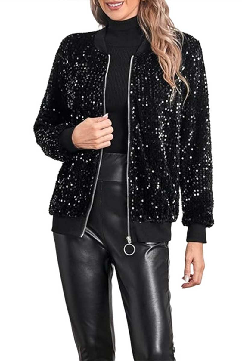 Black Sequin Long sleeve Jacket