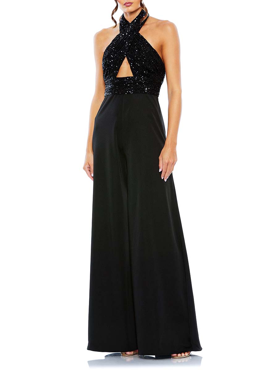 halter sequin jumpsuit