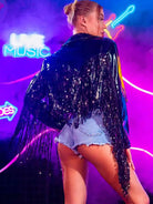 black sparkle tassel jacket
