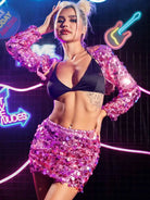 Pink Sequin Skirt Set