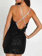 black sparkly backless dress