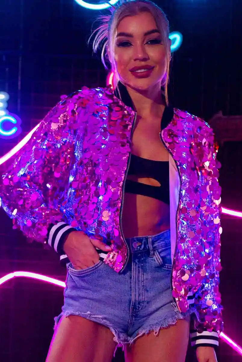 LED pink sequin jacket