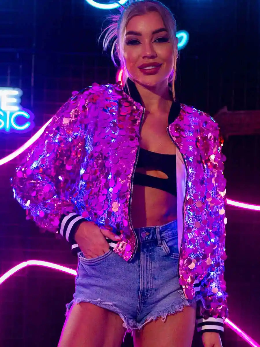 LED pink sequin jacket