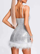 silver sparkly cocktail dress
