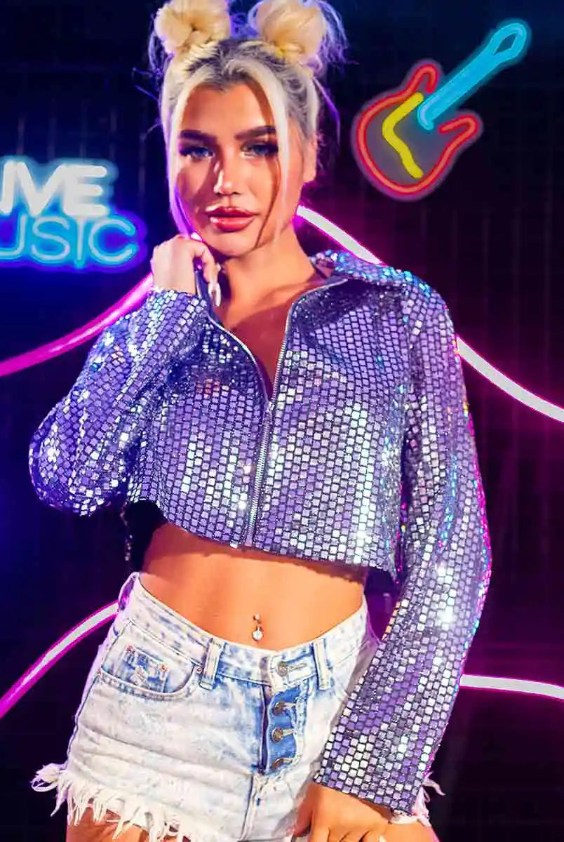 Edgy Silver Sequin Jacket