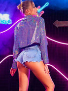 Womens Silver Sequin Jacket