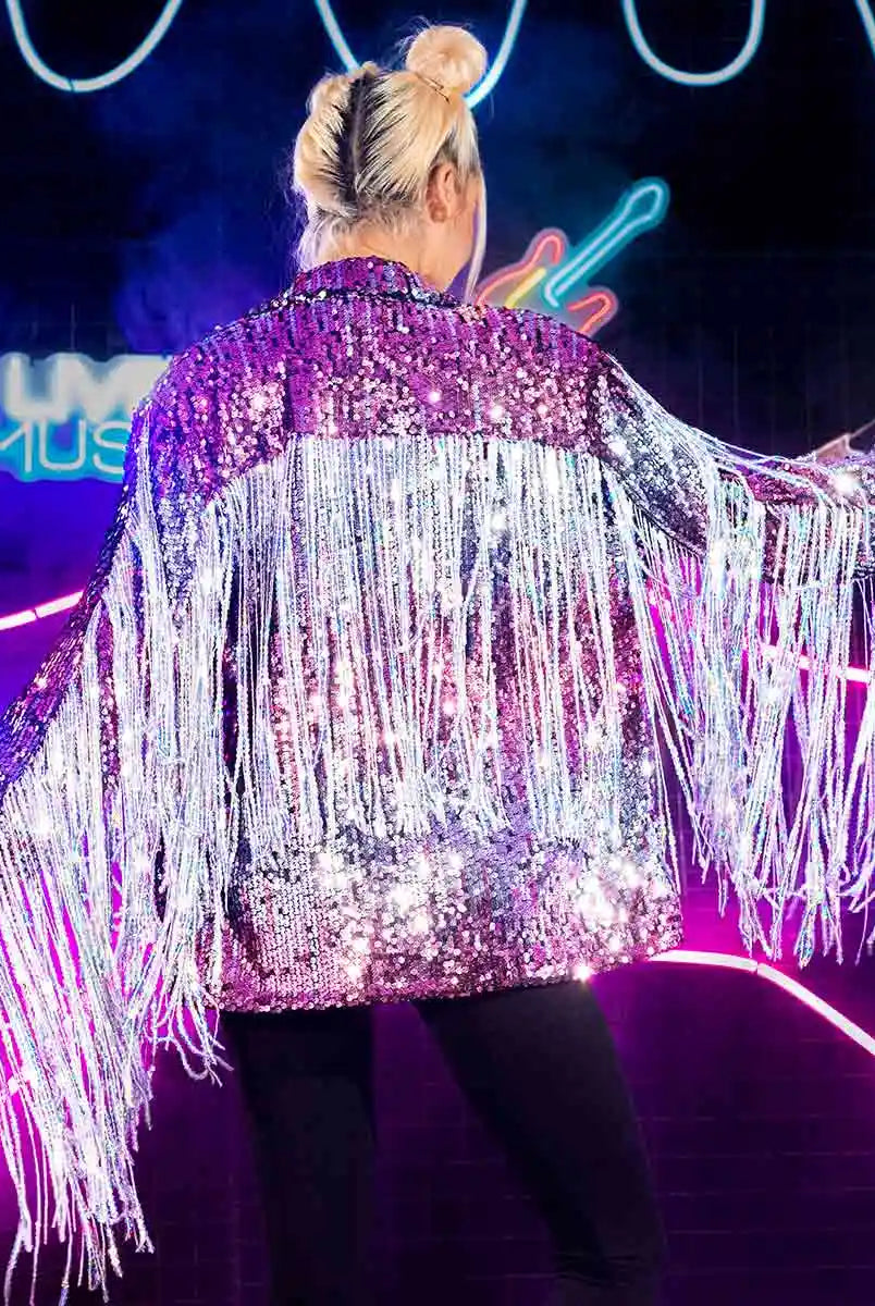Fringe Sequin Jacket (Purple)