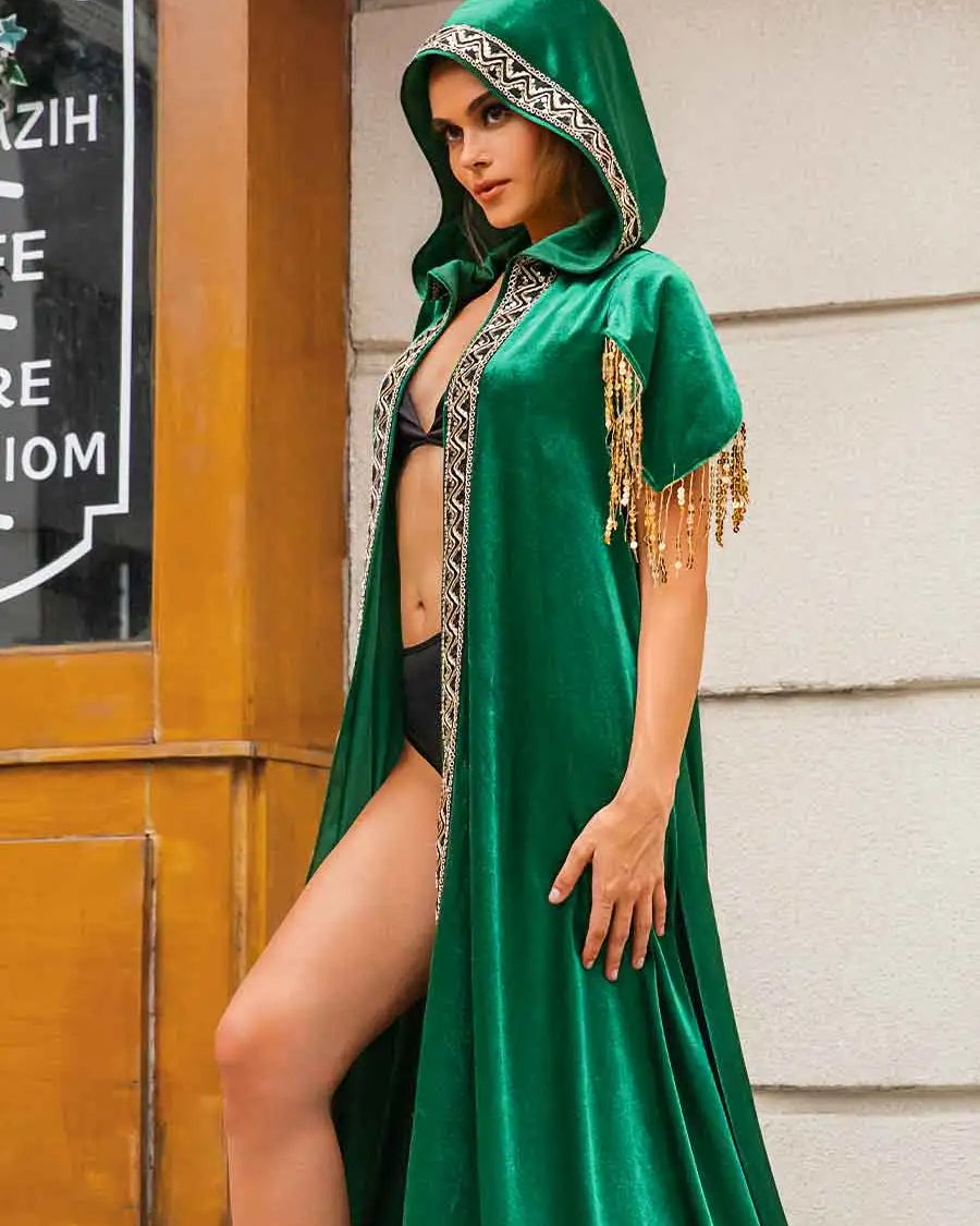 Green Sequin Hooded Cape