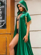 Green Sequin Hooded Cape
