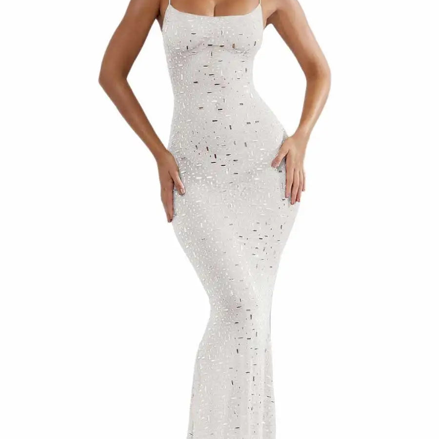 Sleeveless Slim Long Sequin Mermaid Dress With Straps