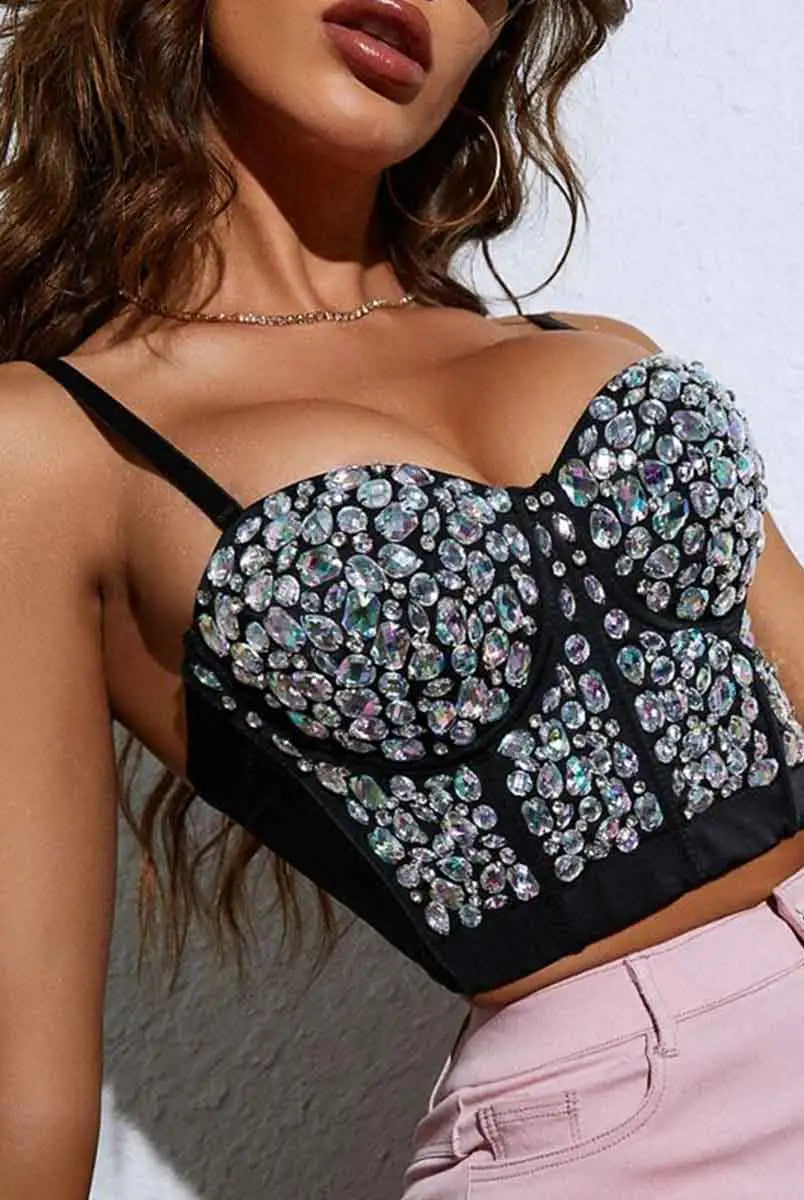 black rhinestone corset top