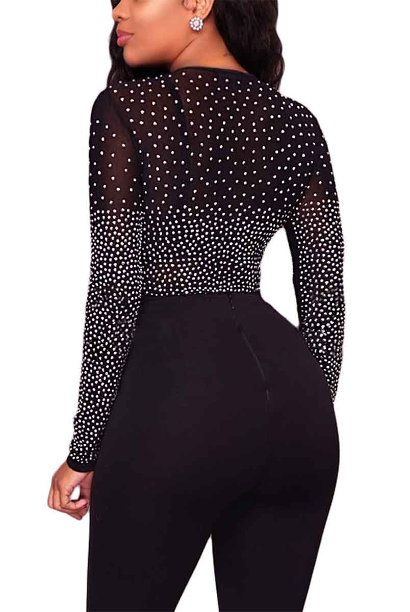 Black Sheer Top With Rhinestones