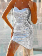 silver tassel dress