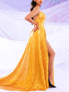 Sequin Plunge Mini Dress