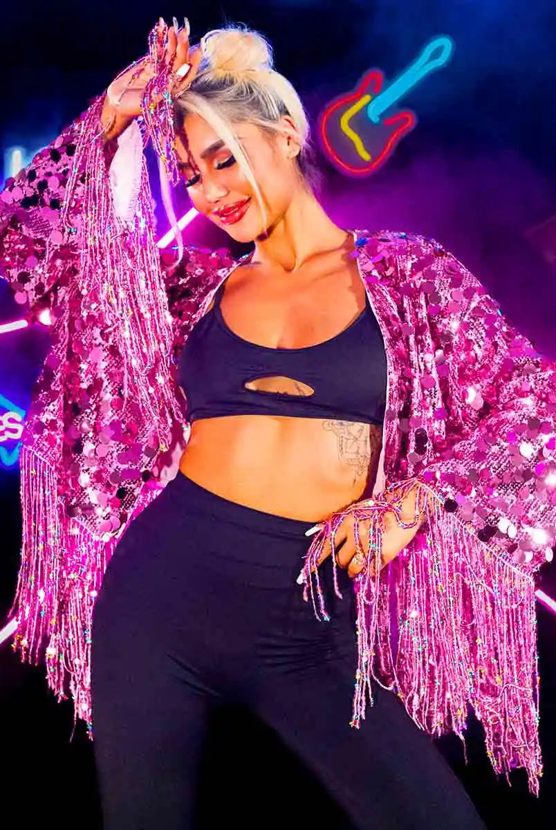 Pink Sequin Fringe Jacket