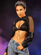 Mesh Sequin Shirt (Black)