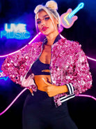 Trendy Pink Sequin Jacket