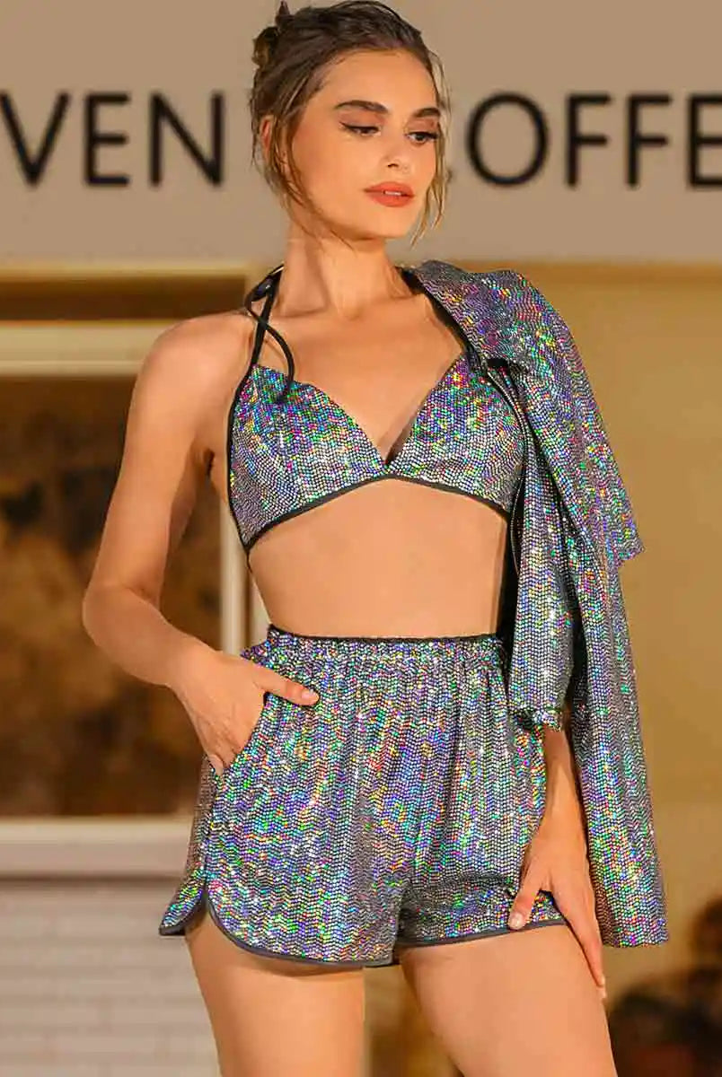 2 piece sequin short set